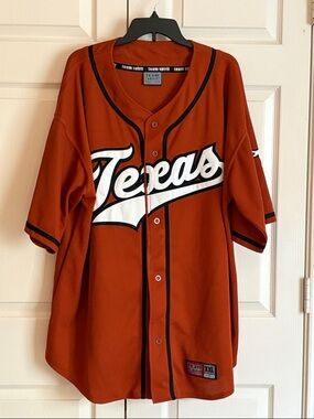 Texas Script Button-Up Jersey by Team Spirit - Rust/Black/White - XXL